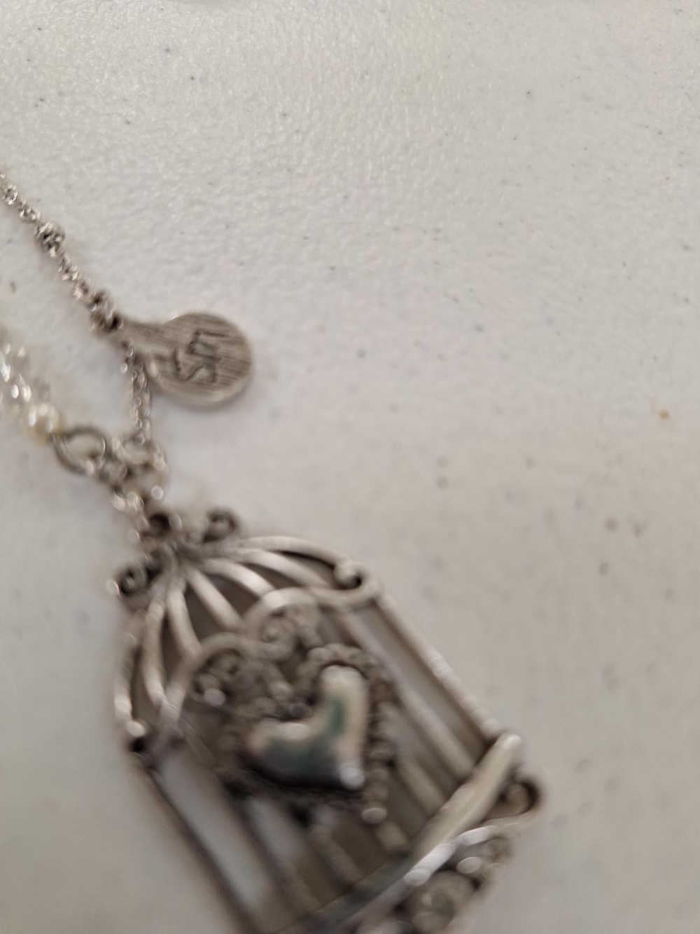 Silver Heart Cage Pendant Necklace - Women's Jewelry
